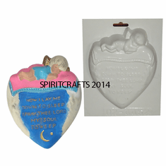 CHERUB ON HEART<br> BEDTIME PRAYER <br> PLASTER MOLD (5.75" x 7")