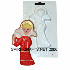 CHOIR ANGEL WITH <br> CANDLE PLASTER <br> MOLD (4.5" x 2.5")
