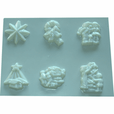CHRISTMAS #3<BR> WAX APPLIQUE MOLD<BR> 6 on 1