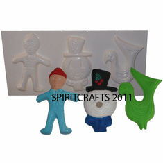 CHRISTMAS ORNAMENT MOLD - BOY, SNOWMAN AND BIRD