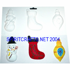 CHRISTMAS ORNAMENT PLASTER MOLD, 3 ON 1