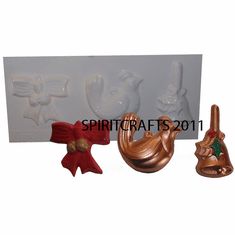 CHRISTMAS ORNAMENTS MOLD, RIBBON, BIRD AND BELL
