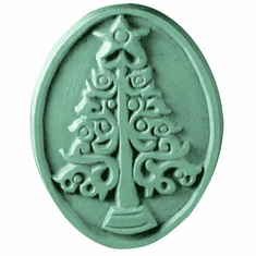 CHRISTMAS TREE OVAL SOAP MOLD (3 WELL)