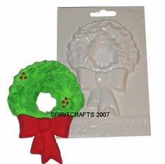 CHRISTMAS WREATH PLASTER MOLD (5" x 3.5")