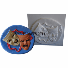 COMEDY AND TRAGEDY MASKS PLASTER MOLD (10.5" x 8.75")