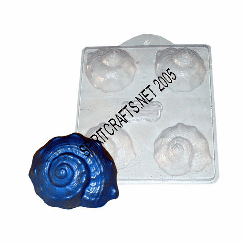 CONCH SEASHELL SOAP MAKING MOLD, 4 WELL