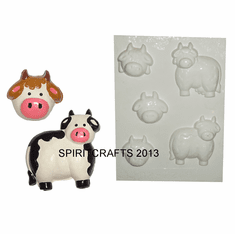 CUTE COWS PLASTER MOLD, 5 ON 1 (ASST'D SIZES)