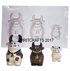 CUTE STEERS <BR>PLASTER MOLD, 3 ON 1
