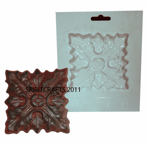 DECORATIVE SQUARE PLASTER CASTING MOLD (3.75" DIA)