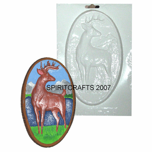 DEER WITH MOUNTAINS PLASTER CRAFT MOLD (5" x 8")