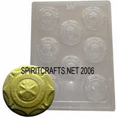 FIRE DEPARTMENT BADGE SOAP / EMBED / CANDY MOLD, 8 WELL