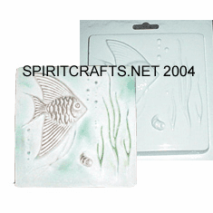 FISH AND SHELL PLAQUE PLASTER MOLD (5.5" x 5.5")
