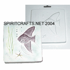 FISH AND STARFISH PLAQUE PLASTER MOLD (5.5" X 5.5")