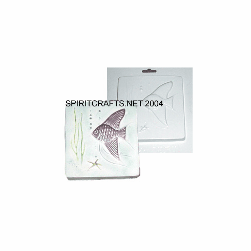 FISH AND STARFISH PLAQUE PLASTER MOLD (5.5" X 5.5")