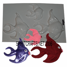 FISH PLASTER CASTING MOLD, 3 ON 1 (6 x 6.5")