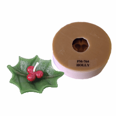 FLOATING HOLLY LEAF POLYURETHANE CANDLE MOLD (3.25" x 1")