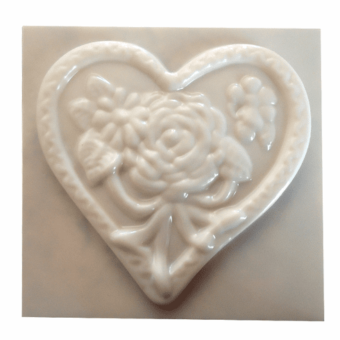 FLORAL HEART<BR> APPLIQUE MOLD<BR> 4.5" LONG