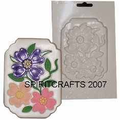 FLOWER PLAQUE <br> PLASTER MOLD <br>SMALL (5" x 3.5")