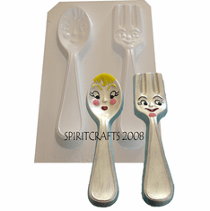 FORK AND SPOON PLASTER MOLD (9.5" HT)