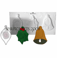 FRAME CHRISTMAS ORNAMENTS MOLD, 3 on 1