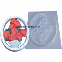 FRAMED FLOWERS OVAL PLASTER MOLD (8.75" x 11.5")