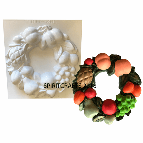 FRUIT WREATH <br> PLASTER MOLD <br> (10.75" DIAMETER)