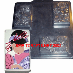 GEISHA SOAP MAKING MOLD, 3 WELL 