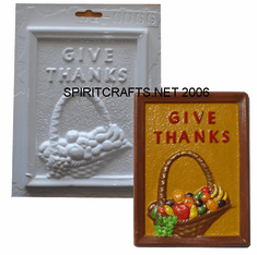 GIVE THANKS PLAQUE PLASTER CRAFT MOLD (7.5" HT)