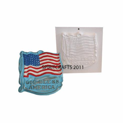 GOD BLESS AMERICA FLAG PLASTER MOLD (6.25" DIA)