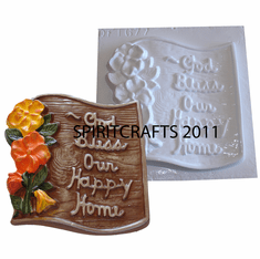GOD BLESS OUR HAPPY HOME PLASTER MOLD (7" DIA)