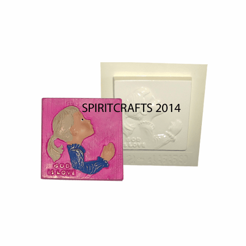 GOD IS LOVE GIRL SQUARE PLASTER MOLD (3.5" SQR)