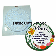 GOD IS LOVE ROUND RELIGIOUS PLASTER MOLD (11" DIA)