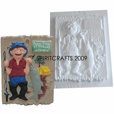 GONE FISHING PLASTER CASTING MOLD (4.75" x 6.25")