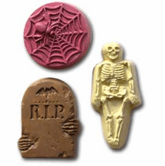 HALLOWEEN 2 SOAP MOLD - SKELETON, RIP, WEB