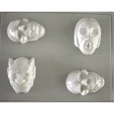 HALLOWEEN SOAP OR APPLIQUE MOLD #2, 4 ON 1
