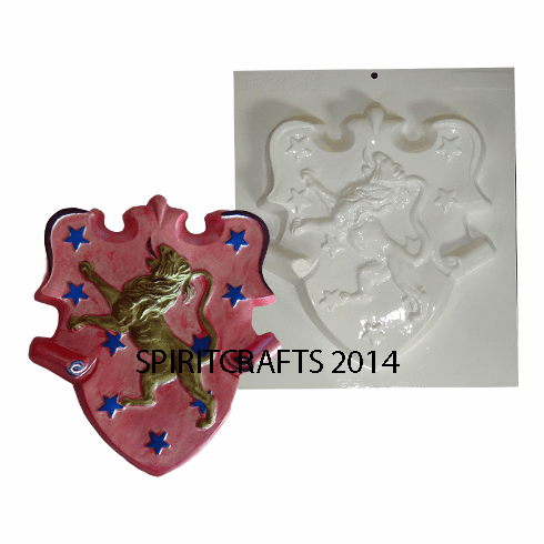 HERALDRY LION SHIELD PLASTER MOLD (9.25" x 7.5")