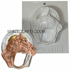 HORSE AND <BR>HORSESHOE PLASTER <BR>MOLD (4.5" HT)