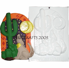 HOWLING COYOTE & CACTUS PLASTER CRAFTING MOLD