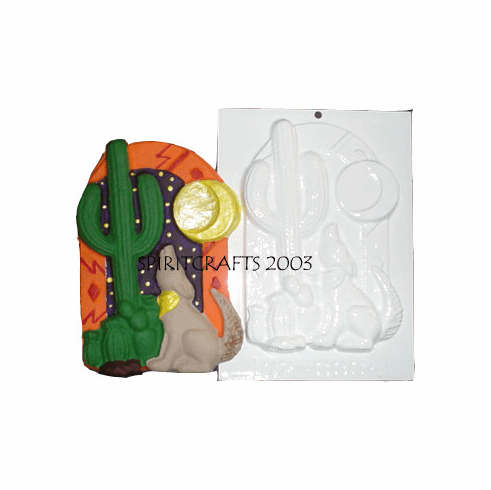 HOWLING COYOTE & CACTUS PLASTER CRAFTING MOLD