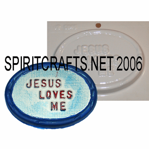 JESUS LOVES ME OVAL PLASTER CRAFT MOLD (2.5 x 3.5)