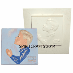 JESUS SAVES BOY SQUARE PLASTER MOLD (3.5" SQR)