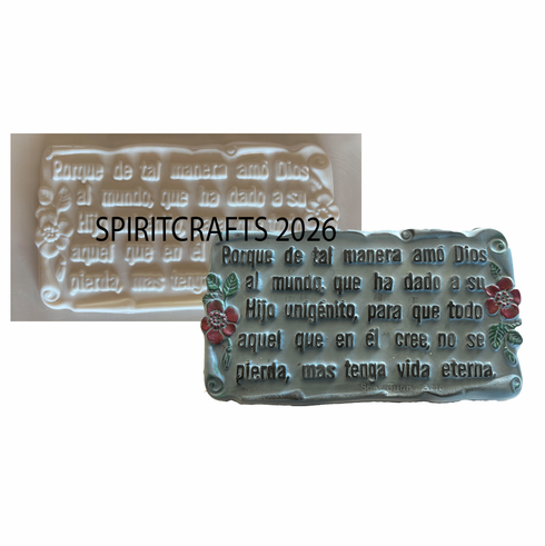 JOHN 3:16 SPANISH RELIGIOUS PLASTER MOLD (11.5" x 6.25")