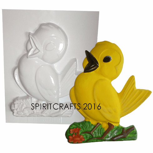 LARGE CHIRPING BIRD PLASTER CRAFT MOLD (9.25" x 10.5")
