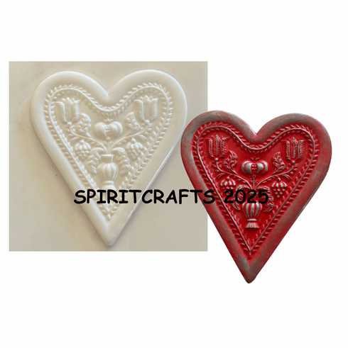 LARGE DECORATIVE <BR> HEART PLASTER MOLD<BR> (8" HT)