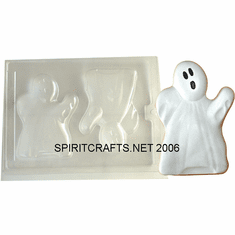 LARGE GHOST<BR> CANDLE APPLIQUE<BR> CANDY MOLD, 2 WELL