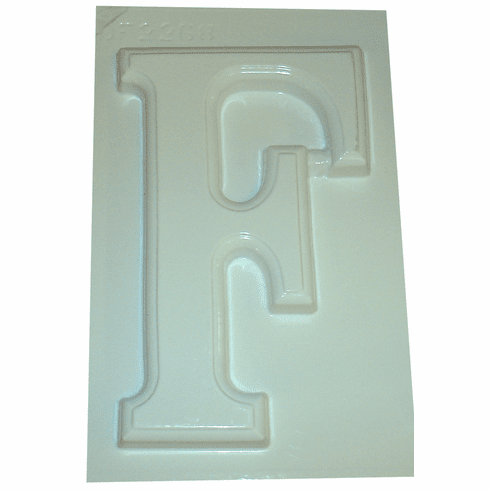 LARGE LETTER "F" PLASTER CASTING MOLD (10" HT)