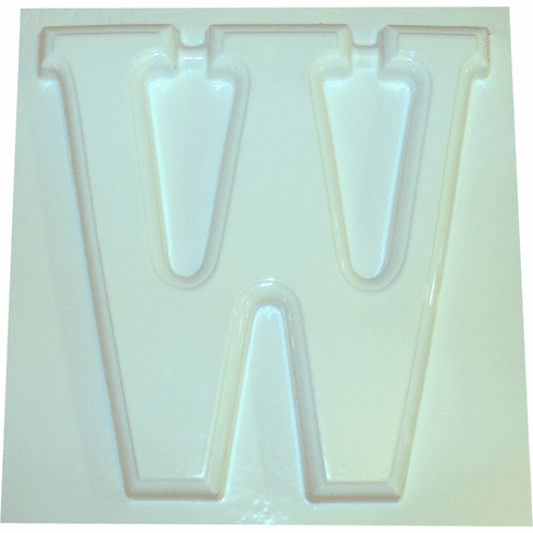 LARGE LETTER "W" PLASTER CASTING MOLD (10" HT)