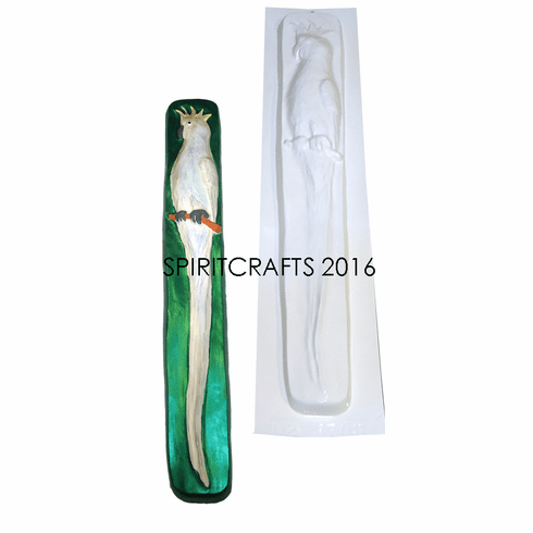 LARGE LONG TAILED <br>COCKATOO PLASTER <br>MOLD (21.75" x 3.25")