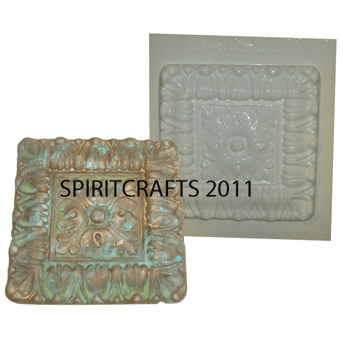 LARGE SQUARE DECORATIVE TILE PLASTER MOLD (6.5" DIA)