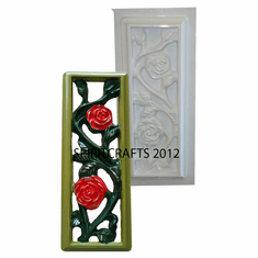LATTICE ROSE RECTANGLE PLASTER MOLD (14" x 5.5")